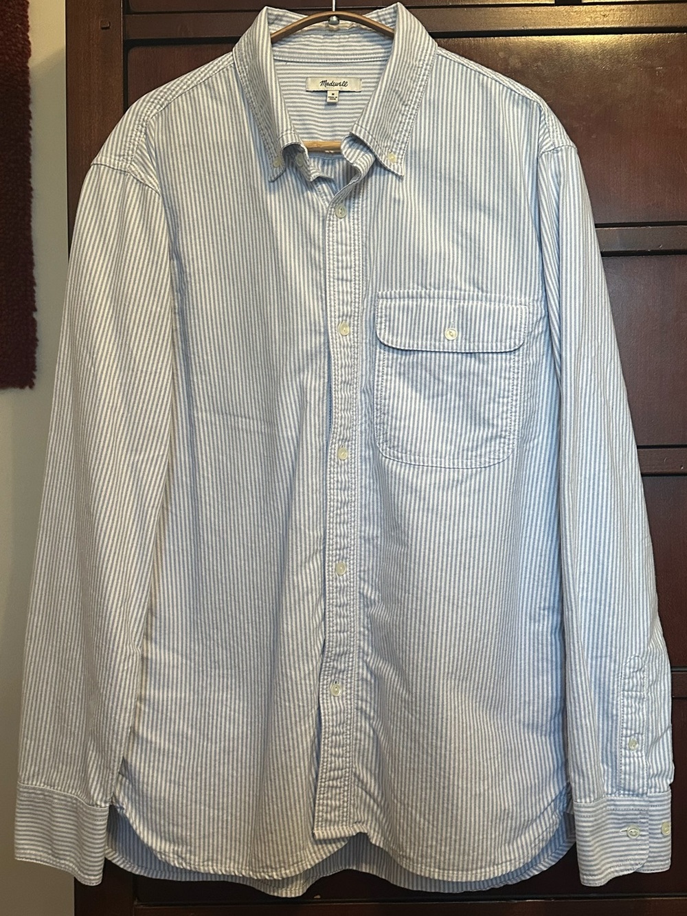 Madewell Oxford Stripe Blue White Button Down Shirt Mens Size Medium